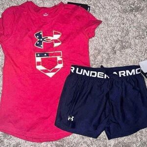 Under Armour Red Tee and Navy Shorts Set